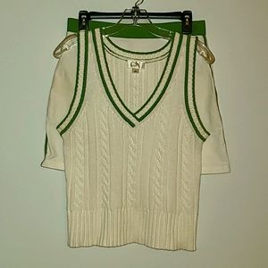 Ann Taylor Loft sweater vest and tennis skirt